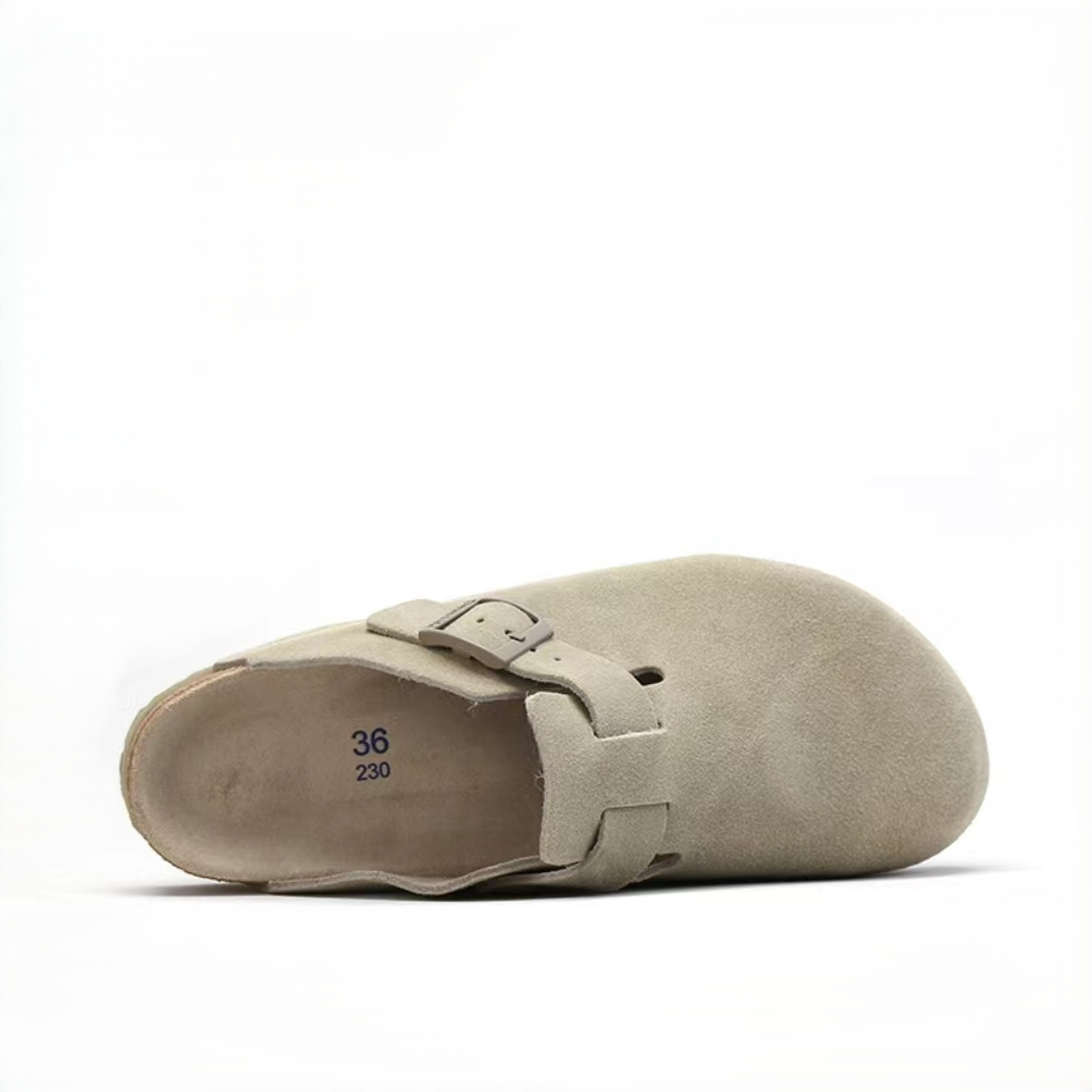 Khaki Suede Clogs