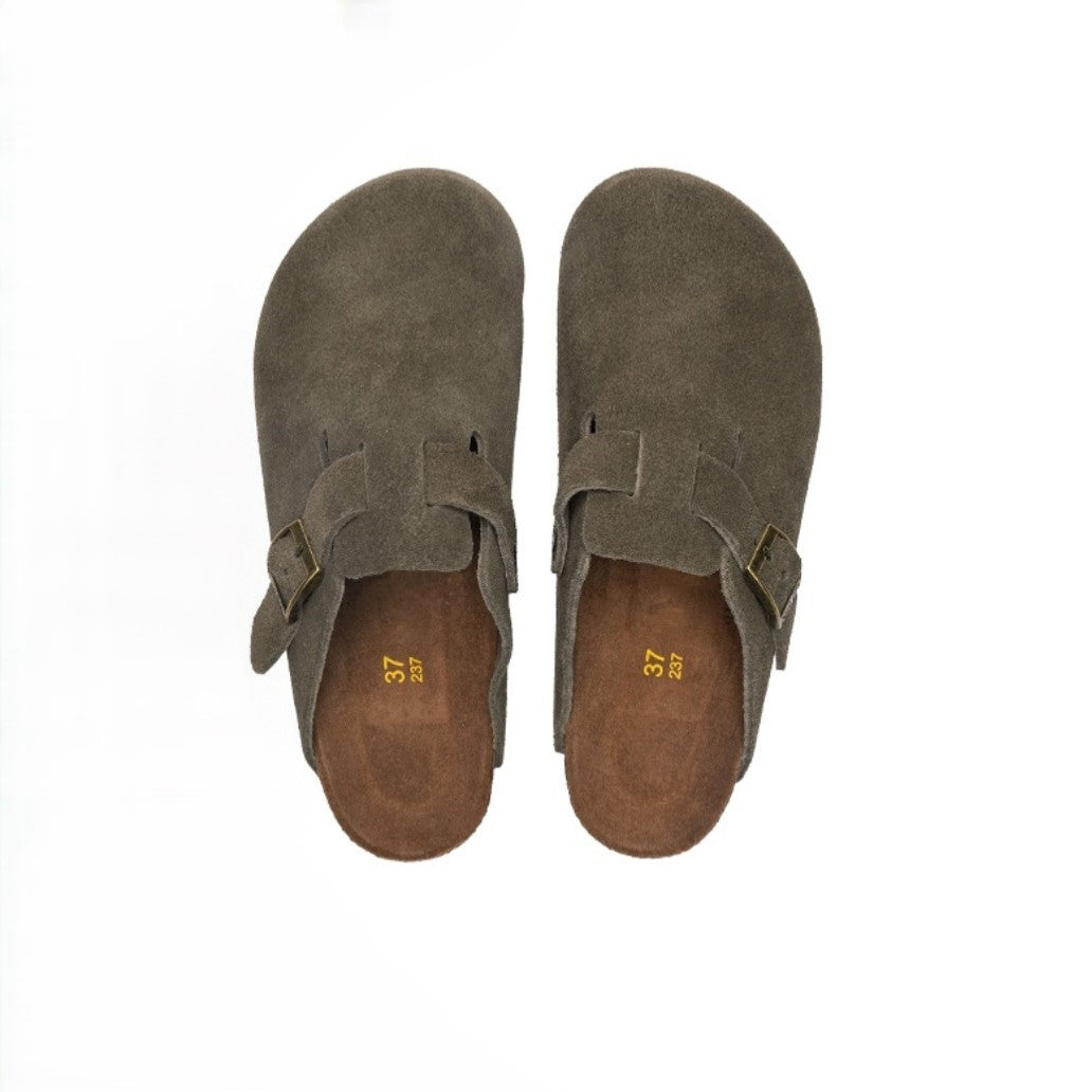 Military Green Suede Clogs