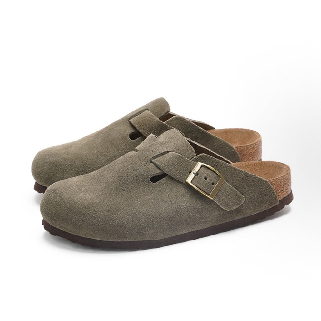 Military Green Suede Clogs