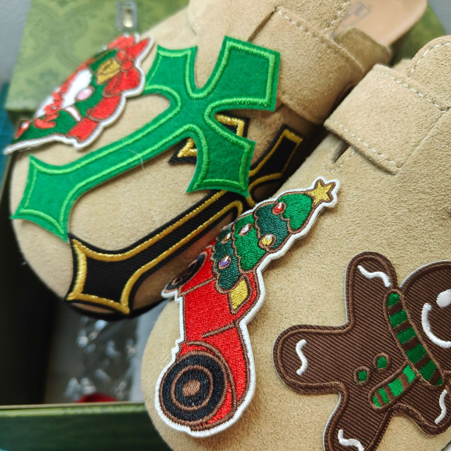 Khaki Xmas Design Clogs