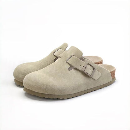 Khaki Suede Clogs