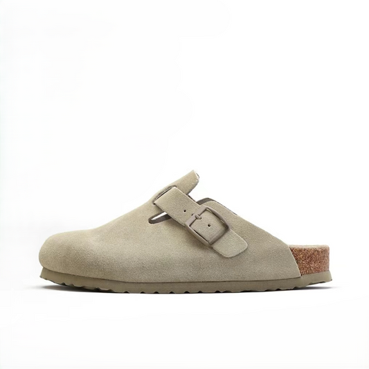 Khaki Suede Clogs
