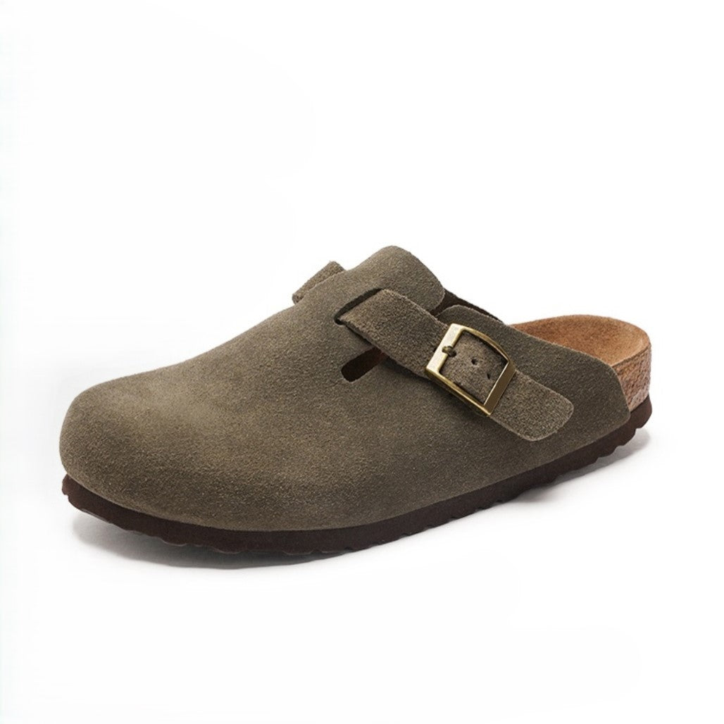 Military Green Suede Clogs